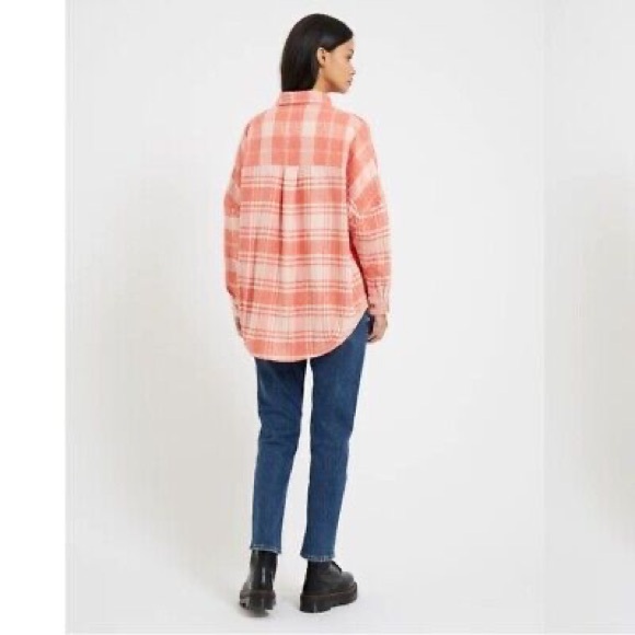 NWOT French Connection Warm Soft Very Oversized Flannel Plaid Shirt Size Small - Picture 1 of 7